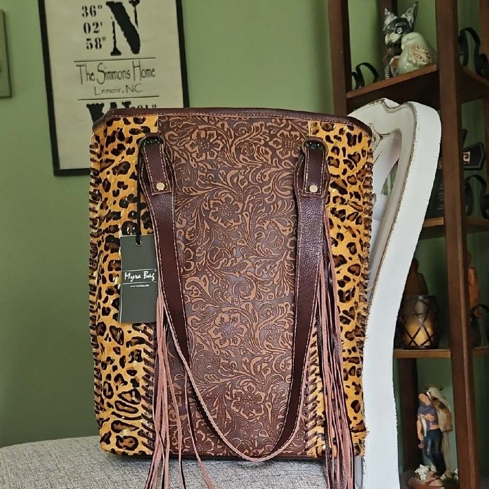 Myra Bag Leopard Print and Brown Tote